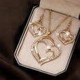 thumbnail image 1 of Ovzne Peach Heart Shaped Necklace Earring Set On Clearance, 1 of 8