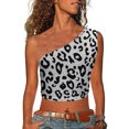 thumbnail image 2 of Leutsin Womens Print Tank Crop Tops Sleeveless One Shoulder Shirt Summer Charming Tees, 2 of 7