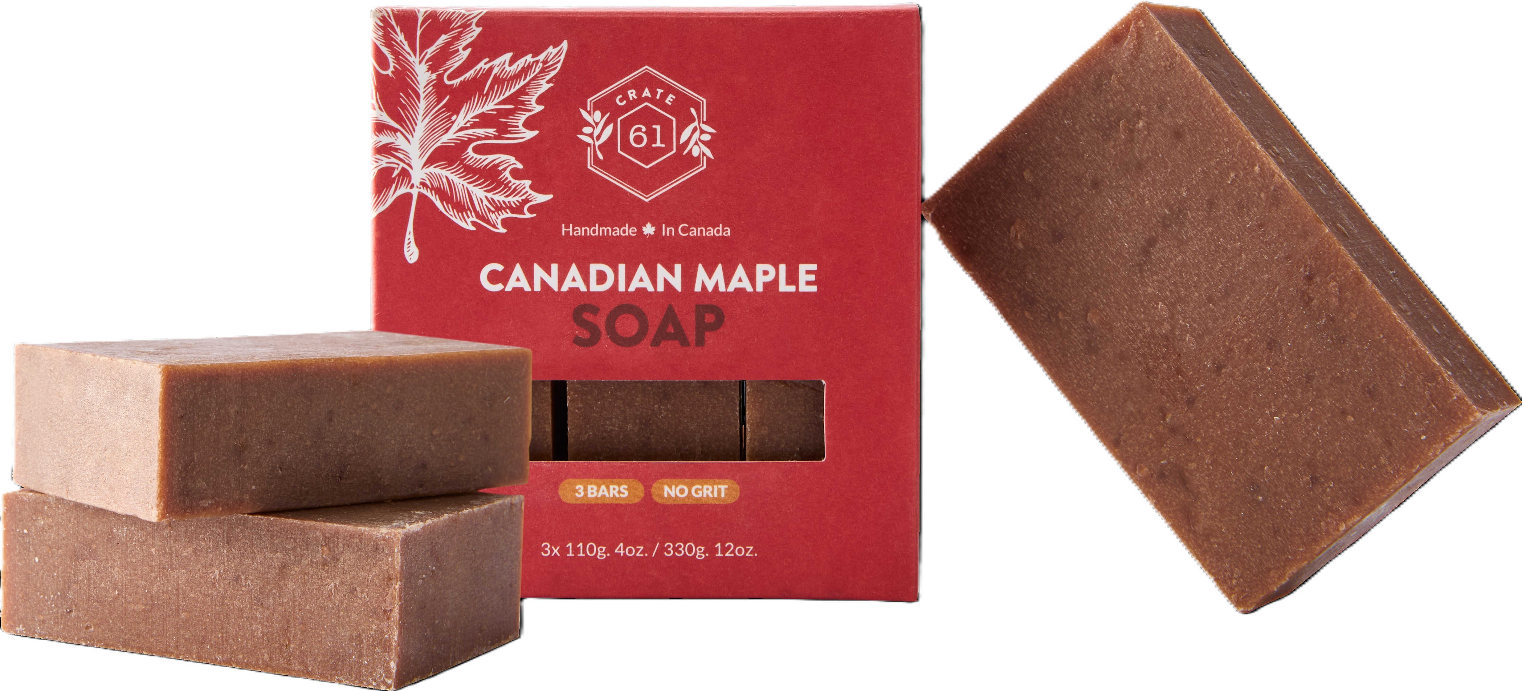 Crate 61 Canadian Maple Bar Soap, 3x110g 4oz. / 330g 12oz.