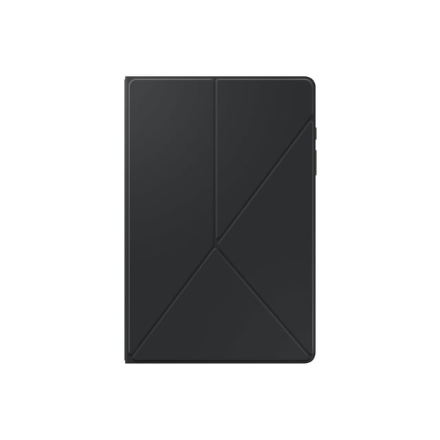 Samsung Galaxy Tab A9+ Étui Livre Noir avec Lignes Pliantes Style Origami pour Deux angles de Vision Réglables en modes Paysage et portrait, Doté d'Un Extérieur durable et d'Un Intérieur Protecteur, Idéal pour un Rangement Sécurisé de la Tablette et une Utilisation Mains Libres.