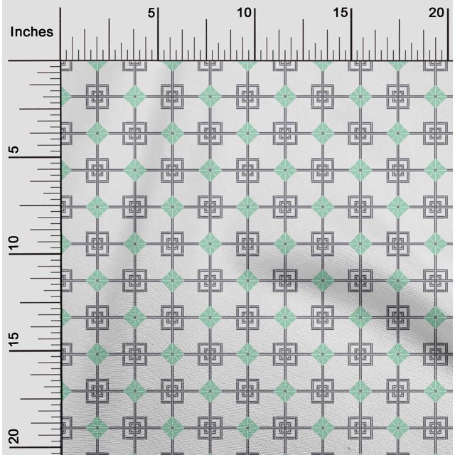 oneOone Cotton Cambric Fabric Square & Triangle Geometric Print Sewing Fabric BTY 56 Inch Wide