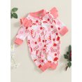 thumbnail image 3 of FAROOT Baby Girl Christmas Romper Cartoon Print Long Sleeve Button Down Full Length Jumpsuit Fall Winter Clothes, 3 of 7