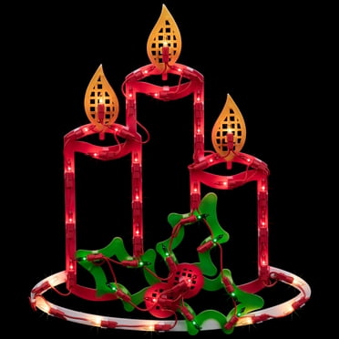 Northlight Bougies Lumineuses de 16,5 Po avec Houx et Baies Silhouette de Fenêtre de Noël
