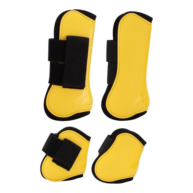 Bottes de Tendon de Cheval, Réglable PU Shell Bottes de Tendon de Cheval de Libération Rapide pour l'Équitation Amortisseur Protection de Saut Jaune
