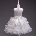 thumbnail image 4 of MIASHUI Robe de Concours pour Filles, Robe de Fête à Volants avec Fleurs, Robe de Bal de Mariage pour Enfants, Robe de Princesse Formelle, Blanc, 5-6 Ans, 4 of 4
