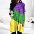 thumbnail image 2 of Timegard Womens Tops Crew Neck Long Sleeve Color Block Glitter Loose Long Tops with Pockets Club Wear, 2 of 6