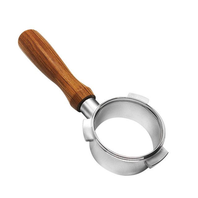 54mm Stainless Steel Coffee Machine Bottomless Filter Holder Portafilter Branch Wooden Handle Professional Coffee Accessory Compatible with Breville 8 Series Coffee Machines