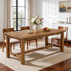 Tribesigns 63" Solid Wood Dining Table for 4-6 People, Rustic Farmhouse Kitchen Table with Thick Tabletop, Rectangular Wooden Dining Room Table for Kitchen, Dining Room, Living Space