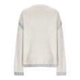 thumbnail image 4 of Feancey Chandails en Coton pour Femmes Tendance à Rayures Patchwork Chandails à Enfiler Hauts Surdimensionnés Décontractés Manches Longues Col Ras du Cou Chandail Coupe Ample Chemise en Tricot Blanc P, 4 of 5