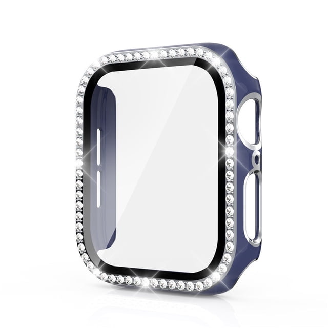Apple Watch Case with Tempered Glass Screen Protector for Apple Watch 44mm Series 6/5/4/SE, Bling Crystal Diamond Rhinestone Ultra-Thin Bumper Full Cover Protective Case for Women Girls iWatch