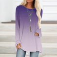 thumbnail image 1 of Wiyuqeen T-Shirts à Manches Raglan Longues pour Femmes Chic Décontracté Col Rond Chandail Doux Tendance Couleur Dégradée Chandails à Manches Longues Automne Amples Fluides Longues Tuniques, 1 of 5