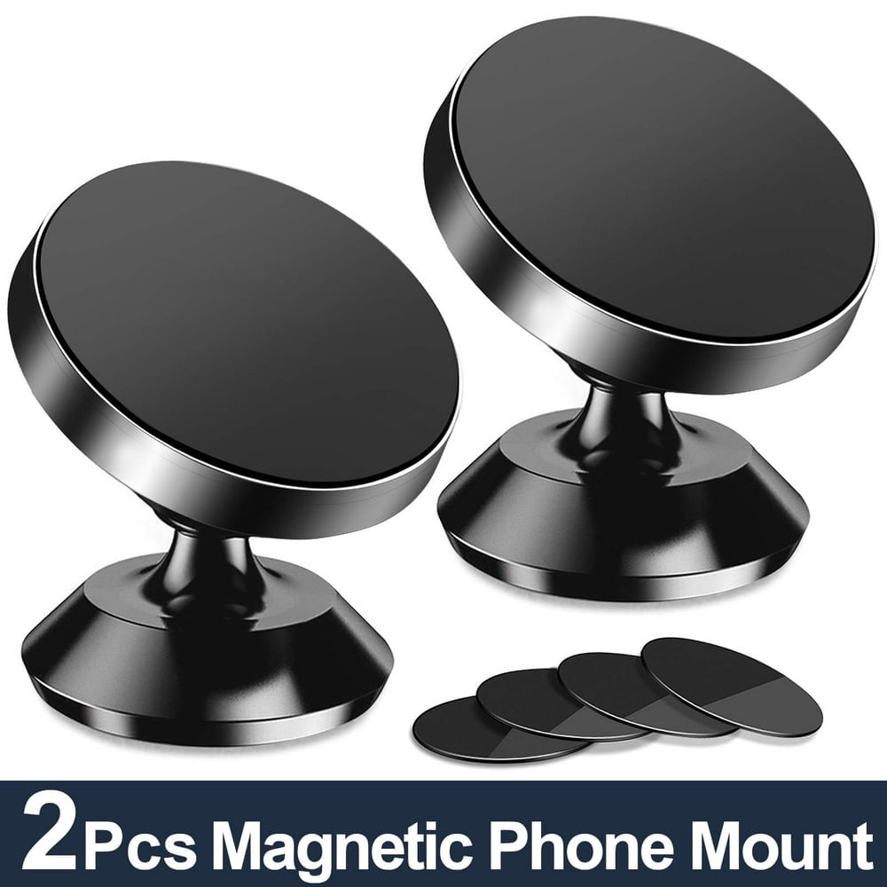 SNNROO 2 pack Magnetic Phone Car Mount Universal Dashboard Cell Phone Holder for Car Compatible with All Smartphones (Black)