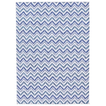 Sunnydaze Tapis de Patio Extérieur à Chevrons Dreams Bleu/gris - 5 Pi x 7 Pi