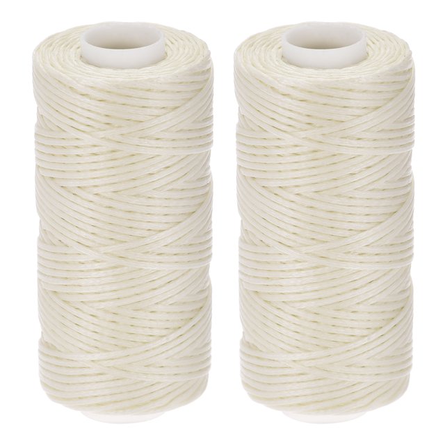 Unique Bargains 55 Yards 150D/1mm Leather Sewing Polyester Waxed Thread (Pearl, 2 Pack)