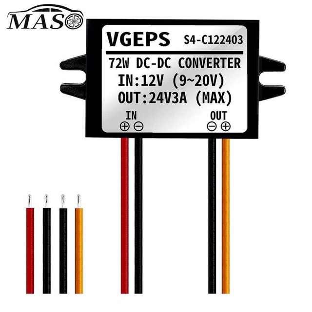 12V to 24V 3A 72W DC-DC Step Up Converter Power Supply Module Waterproof 12 Volt to 24 Volt Boost Voltage Regulator