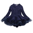 thumbnail image 4 of Splozh Robe pour Bébé Fille, Printemps et Automne, Robe de Fête à Manches Longues pour Filles, Robe en Maille à Motif, Bleu Marine, 5-6 Ans, 4 of 6