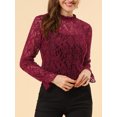 thumbnail image 5 of INSPIRE CHIC Women's Crochet Lace See Through Floral Ruffle Neck Blouse, 5 of 5