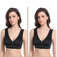 thumbnail image 4 of Womens Bras Solid Color Front Closure Wireless Bra With Air-Flow Mesh Thin Design Plus Size Plus Size Sports Bra Black 44, 4 of 6