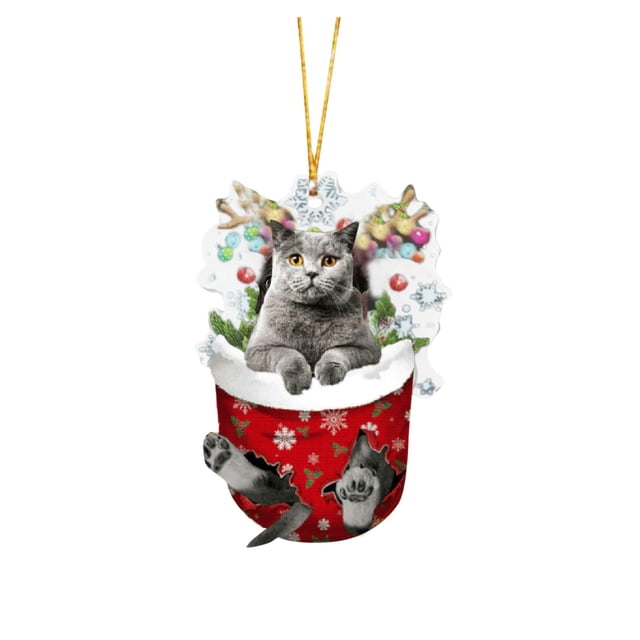 (2 Pack) Christmas Decorations Acrylic Stockings for Cats - Tree Hangs Festive Crafts Unique Holiday for Home Decoration
