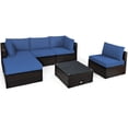 thumbnail image 1 of Patiojoy 6PCS Patio Rattan Furniture Set Outdoor Sectional Sofa Set w/Coffee Table & Ottoman Navy, 1 of 6
