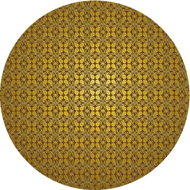 Ahgly Company Machine Washable Indoor Round Transitional Dark Bronze Brown Area Rugs, 5' Round