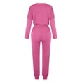 thumbnail image 5 of Mrat Womens Outfits 2 Piece Jogging Sets Solid Polyester Long Sleeve Sweatsuits Sets Two Piece Track Suits Drawstring High Waist Pants Set Comfy Outfits D-Hot Pink 3XL, 5 of 5