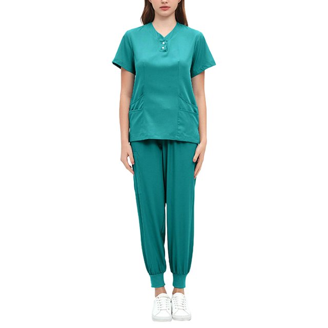 Milaget Women Uniform Scrub Set Nurse Uniform Durable V Neck Machine Washable Breathable M
