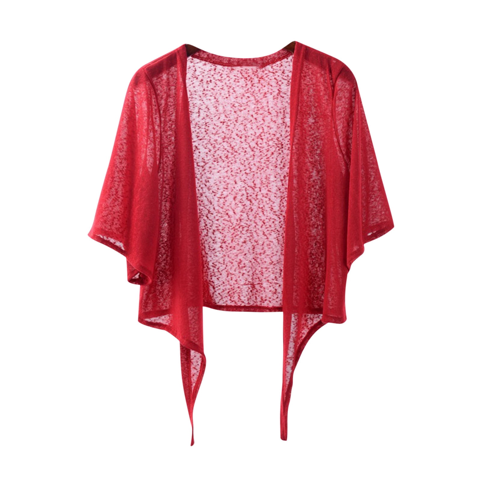 Timegard Boléros pour Robes Été Légers Manches 1/2 Haut Court à Nouer devant Tenue de Plage Cardigan Fluide