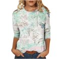 thumbnail image 2 of TIMIFIS Womens Tops 3/4 Sleeve Casual Loose Fit Tunic Tops Scoop Neck T-ShirtFall, 2 of 5