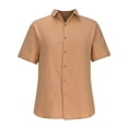 thumbnail image 3 of cfhntfmh Mens Button down Shirts Solid Summer Beach Vacation Tops Cotton Linen Short Sleeve Shirts, 3 of 4