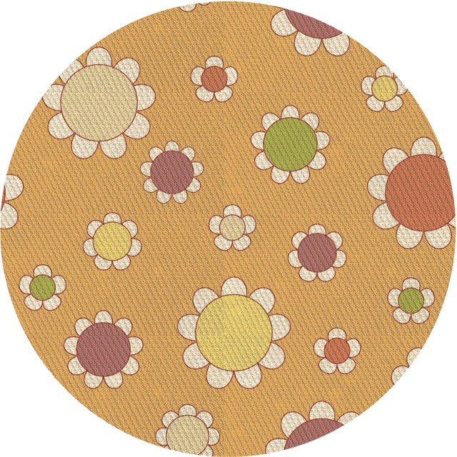 Ahgly Company Tapis Rond Lavable en Machine Intérieur Transitionnel Jaune Orange, 8 Pieds Rond
