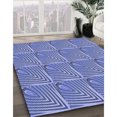 thumbnail image 3 of Ahgly Tapis Rond Lavable en Machine Intérieur Transitionnel Bleu Denim, 7 Pieds Rond, 3 of 7