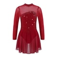 thumbnail image 1 of Linjinx Filles Enfants Justaucorps Robe de Danse Ballet à Manches Longues en Maille à Strass Assemblée Costume de Compétition de Patinage Artistique Bourgogne 12, 1 of 7