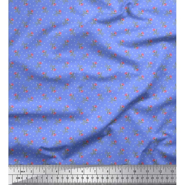 Soimoi Modal Satin Fabric Swirl,Triangle & Floral Artistic Decor Fabric Printed Yard 42 Inch Wide