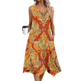 thumbnail image 3 of Ovzne Robes d'Été pour Femmes 2025 Robe Femme Robe Sans Manches Imprimée à Col Rond avec une Grande Jupe et Robe Maxi Ample Grande Taille Imprimée Liquidation, 3 of 5