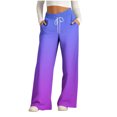 thumbnail image 2 of Pants for Women, Womens Fashionable Striped Printed Drawstring Wide Leg Pants, 2 of 5