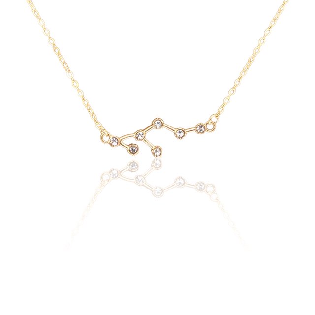Ins Constellations Theme Friendship Necklace Rhinestone Comfortable Delicate with Display Card Pendant for Lover Festival Gifts Leo gold