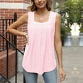thumbnail image 2 of Dealovy Womens Eyelet Tank Tosps Summer Loose Square Neck Sleeveless Loose Beach Flowy Tunic Tops, 2 of 7