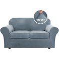 thumbnail image 1 of Modern Velvet Plush 4 Piece High Stretch Sofa Slipcover Furniture Protector Form Fit Luxury Thick Sofa Cover, Machine Washable, 1 of 6