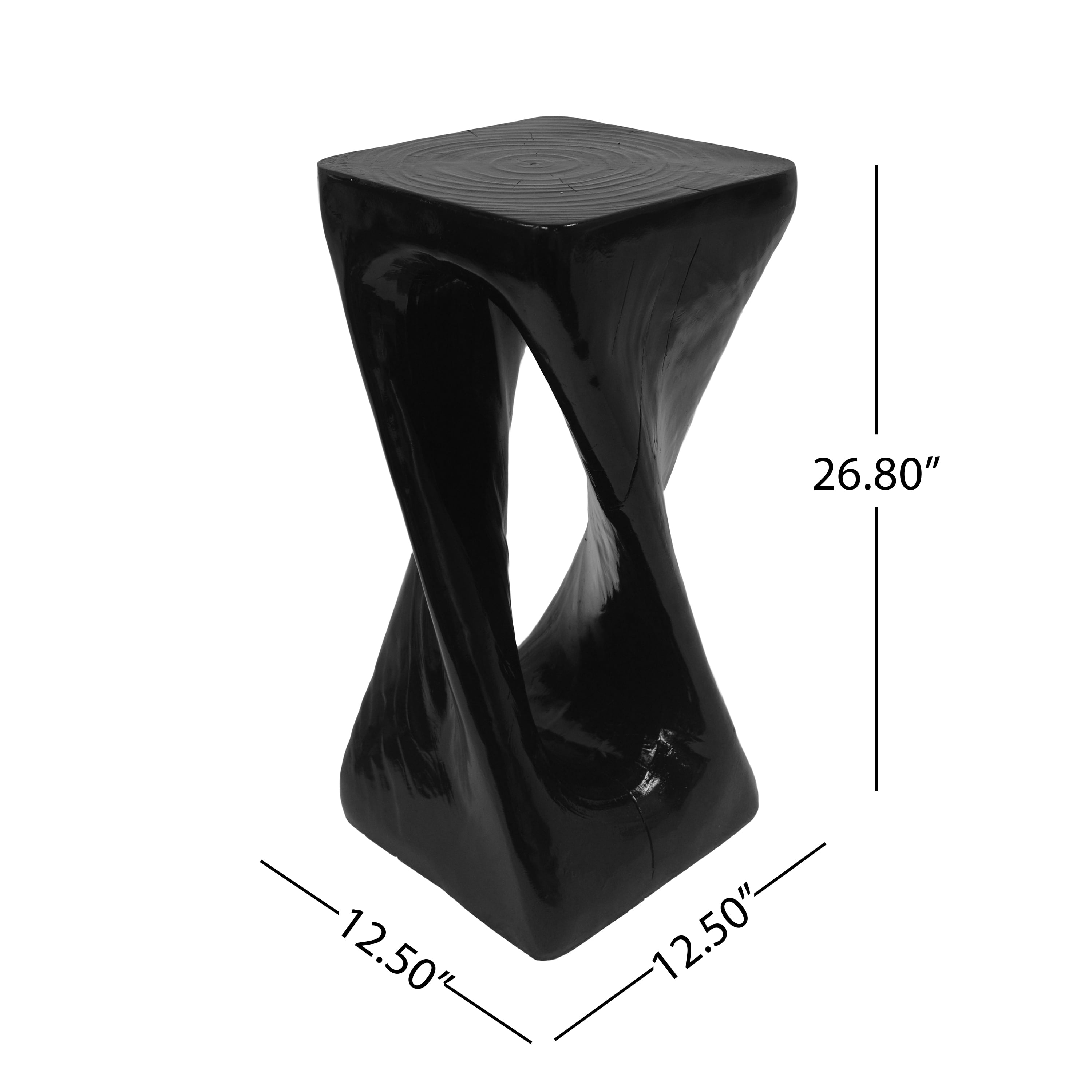 Table d'appoint Noble House Grey MGO, texture bois, hauteur 68 cm, noir