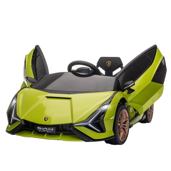 Aosom Voiture Jouet Électrique pour Enfants Compatible 12V à Pile avec Télécommande Parentale Musique Lumières MP3 Vert