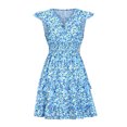 thumbnail image 2 of XZNGL Casual Summer Dress for Women Fashion Women Summer Casual V-Neck Froral Print Ruffle Sleeve Mini Dress Casual Dress for Women Summer Mini Dress for Women Summer, 2 of 8