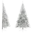 thumbnail image 1 of vidaXL Artificial Half Christmas Tree with Stand Silver 240 cm PET, 1 of 5