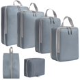 thumbnail image 2 of Abbracc 6 Pack Cubes de Compression, Sacs de Rangement pour Vêtements, Sac de Toilette Respirant, Bagage Gris, 2 of 9