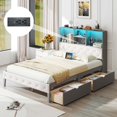 thumbnail image 4 of Costway Full Size Bed Frame with Bookcase Headboard Storage Bed with LED Lights Gray, 4 of 10