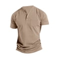 thumbnail image 1 of FAIWAD Men's Short Sleeve Shirts Button Casual Slim Mock Neck Basic Tees Summer Solid Color Workout Tops, 1 of 8