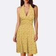 thumbnail image 2 of Women Summer Sleeveless Neck Tight Summer Dress for Women Spring Boho Floral with Casual Summer Dress Women Pocket Elastic Waist Ruffle Cute Summer Dress Mini Dresses, 2 of 5