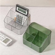 pstuiky Desktop Storage Organizer Clear 4-Grid Trapezoid Box for Office Supplies, Cosmetics & Desk Sundries 7.17X5.9X4.92 Inch