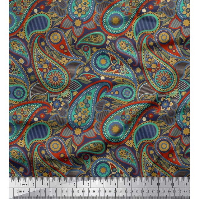 Soimoi Poly Georgette Fabric Floral & Paisley Fabric Prints by Yard 42 Inch Wide