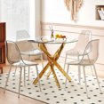 thumbnail image 2 of Round Glass Dining Table with Golden Metal Legs - 90x90cm, 2 of 7